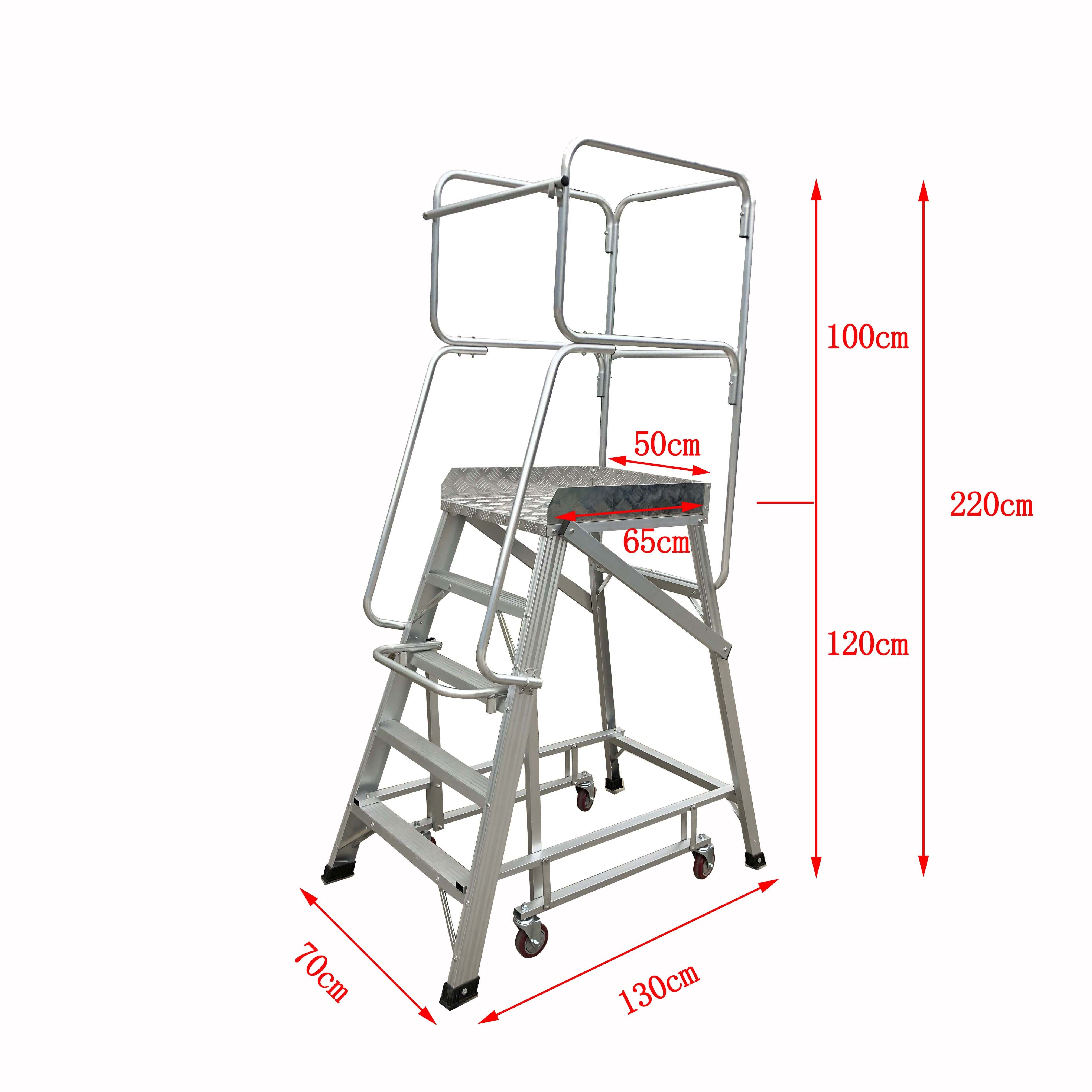 Combined aluminum heavy industry grade safety guardrail moveable platform Orchard ladder aluminum work platform ladder