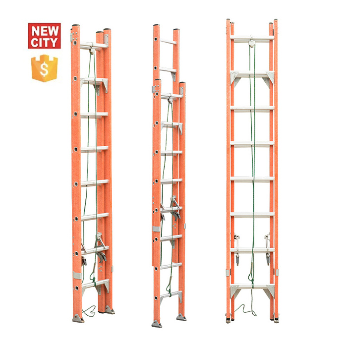 Factory direct supply fiberglass extended hinge aluminum ladder custom 12 steps telescopic ladder extendable ladder