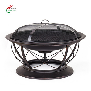 Stainless Steel Firepit Bowl With Spark Screen Cover For Backyard Bonfire Patio