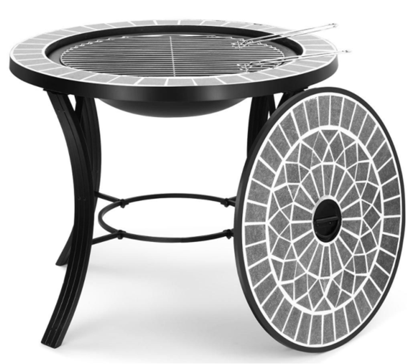 Black Steel Outdoor Garden Fire Pit Table With Fire Pit Burner Kit