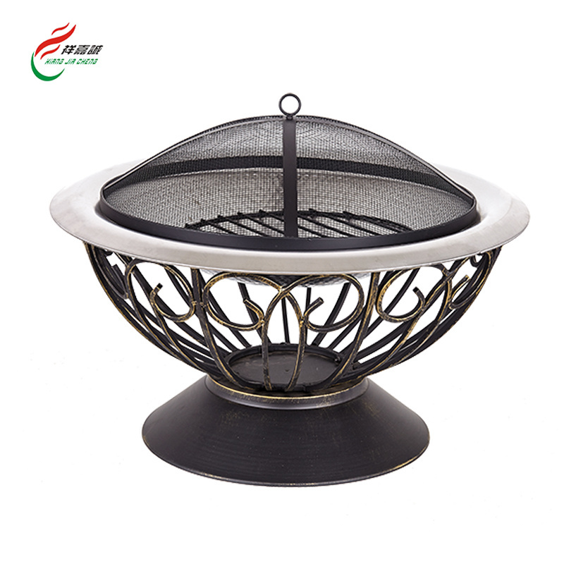 High Temperature Round Outdoor Fireplace Pit Portable Charcoal Burning Barbecue Fire Pit Wood Burning Stainless Steel Fire Pit