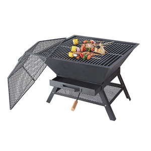 Square Bbq Fire Pit With Cooking Mesh Table Cover Heavy Duty Patio Fire Pit Outdoor Garden Backyard Fire Pit