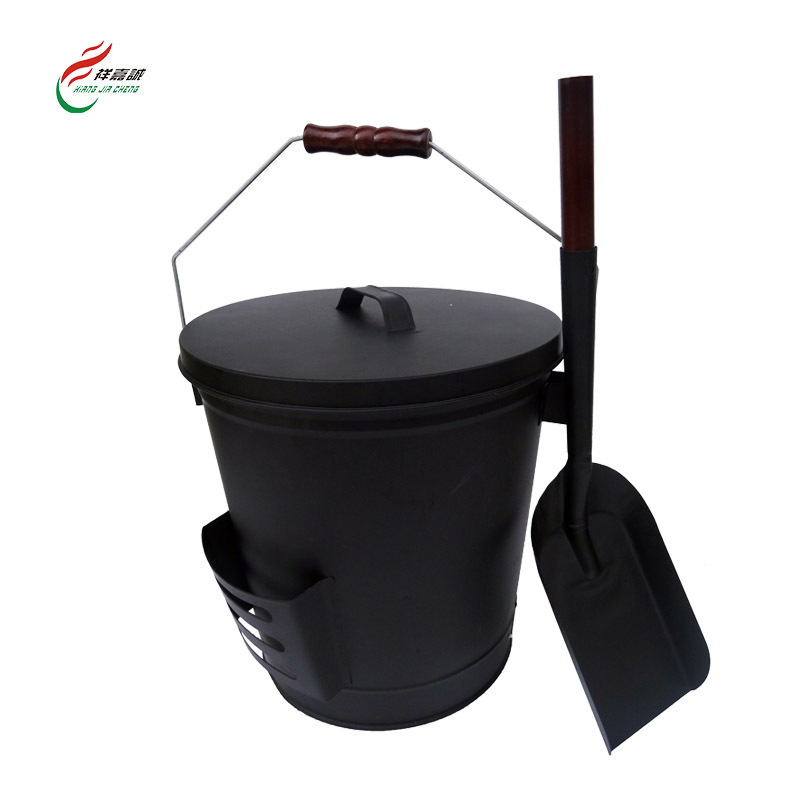 High Quality Fireplace Ash Bin Metal Garden Charcoal Pail With Handle Fire Pit Tools