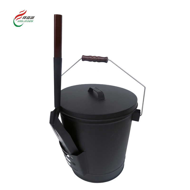 High Quality Fireplace Ash Bin Metal Garden Charcoal Pail With Handle Fire Pit Tools