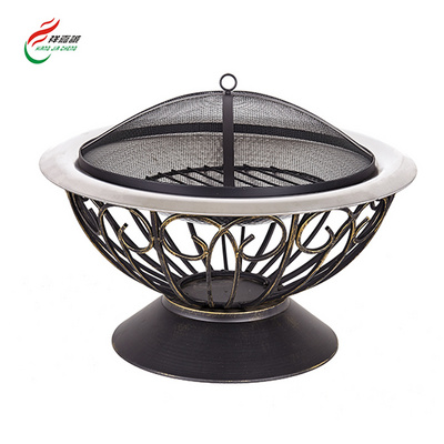 High Temperature Round Outdoor Fireplace Pit Portable Charcoal Burning Barbecue Fire Pit Wood Burning Stainless Steel Fire Pit