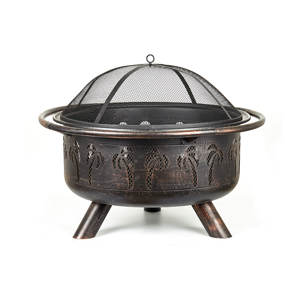 Outdoor Garden Wooden Burner Charcoal Steel Fire Pit With Bbq Grill