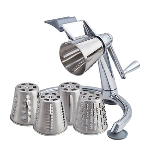 Rotary drum grater with 5 stainless steel blades salad master