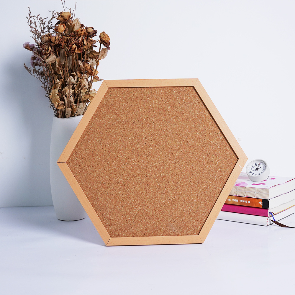 MDF Frame Hexagon Cork Board Message Board Wooden Frame Notice Board