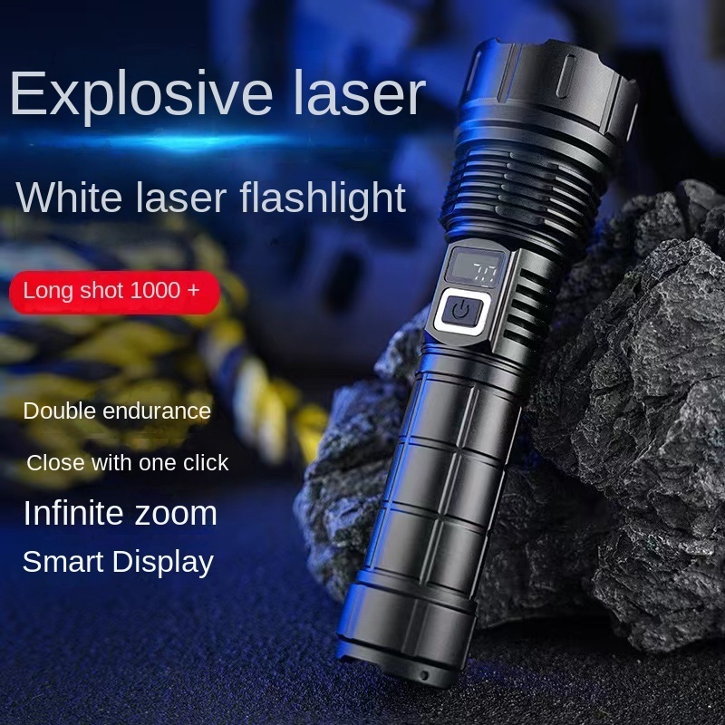 High Lumen laser light Flashlight Led Light Work Lights Zoom Focus Rechargeable Hand Torch With Power Display