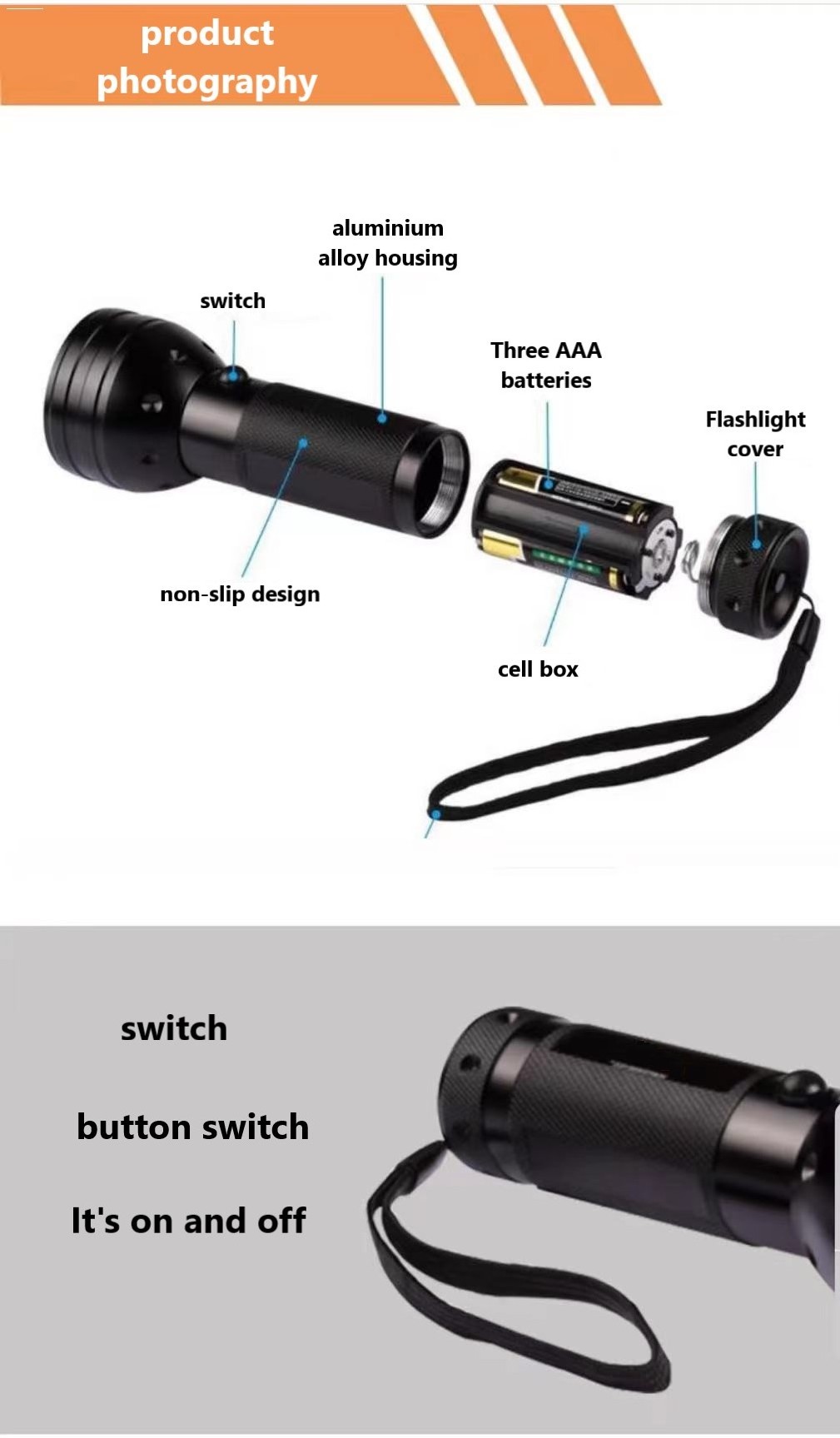 LED Metal Waterproof Zoom Torch Light Linterna Multifunction USB-C Long Range Survival Powerful LED UV Flashlight