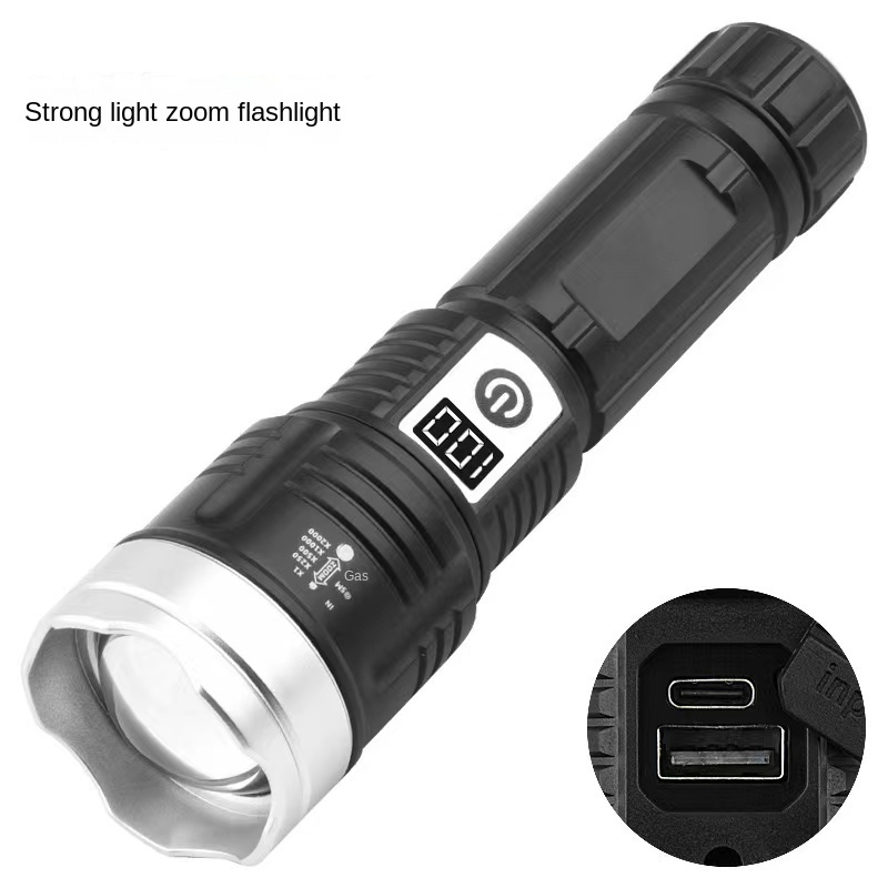 Hot white laser flashlight strong rechargeable outdoor ultra bright long shot home can zoom LED portable