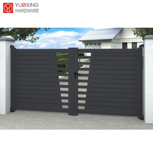 Garden Security System black color courtyard double swing dooor aluminum fence and gate