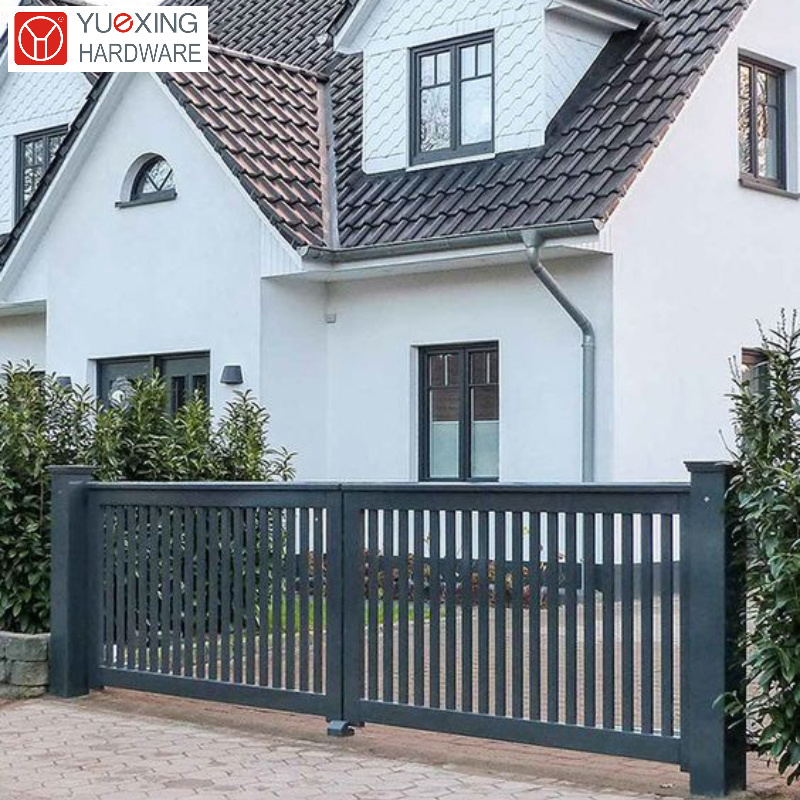 Garden fence and gate system easy installed grey color customized courtyard double swing gate