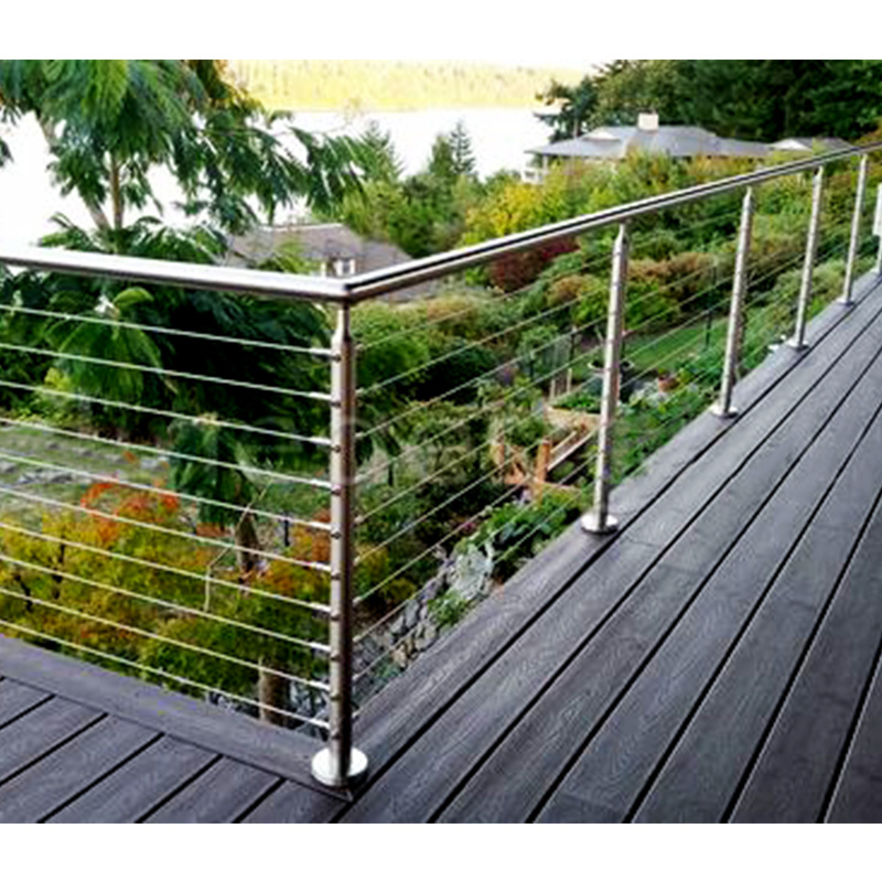 Interior Deck Vertical Wire Rope Handrail Stairs 304 316 Stainless Steel Cable Railing Post