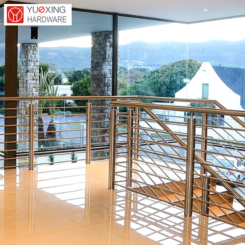 Simple Design Balcony Cross tube Balustrades Handrails Stainless Steel Stair Pipe Railing