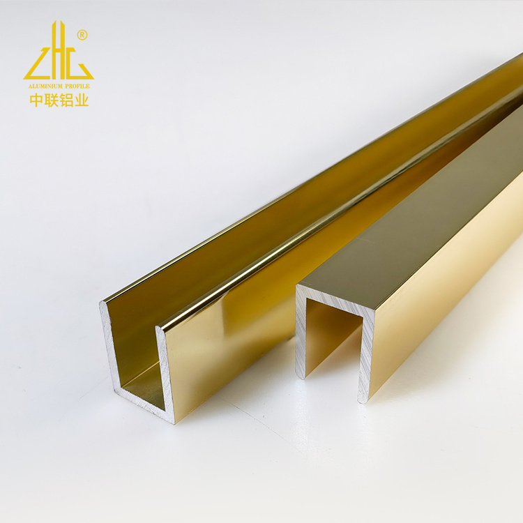 6063 6463 Aluminum Profiles For Decorations U Channel Polished Anodized Brushed Customized