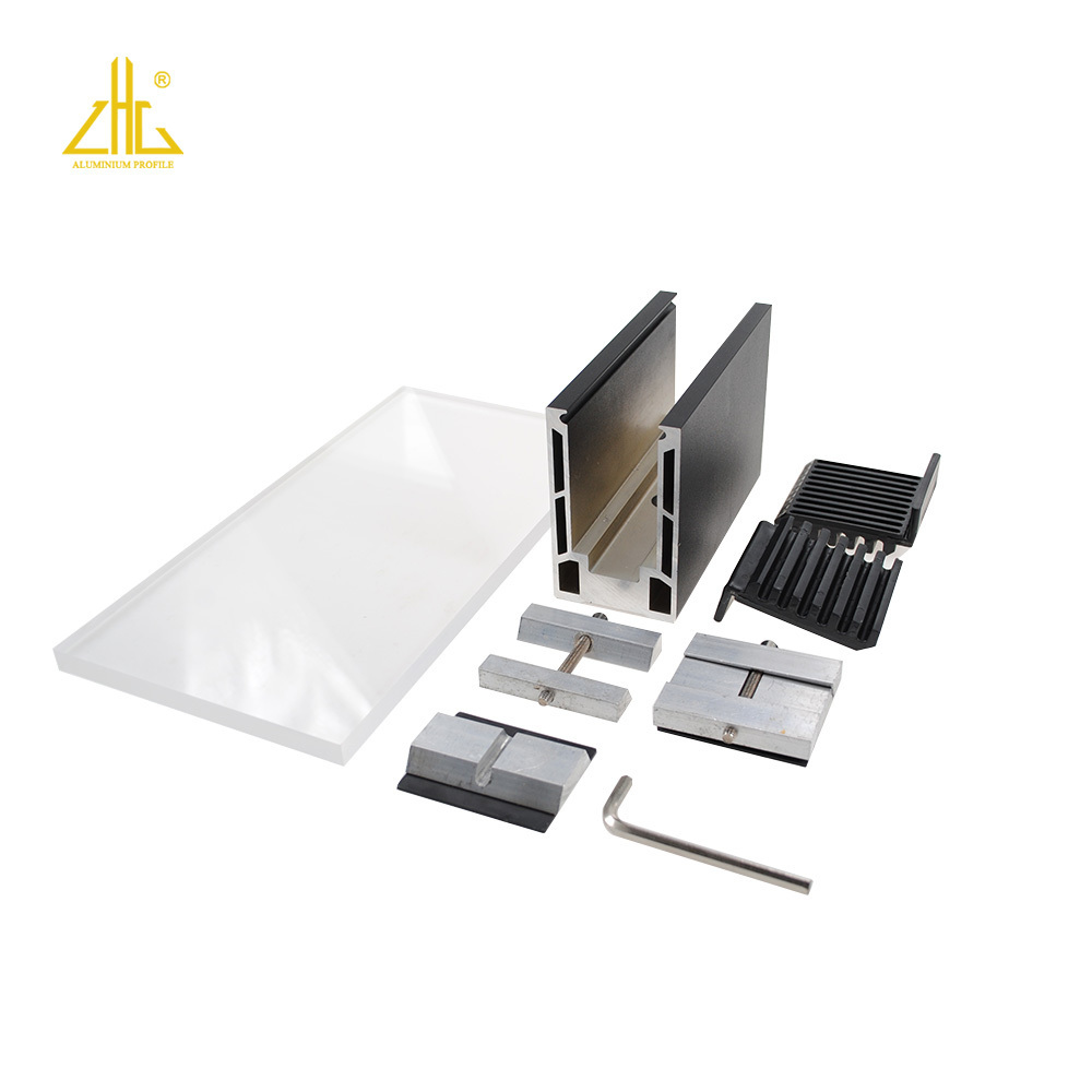 Slotted Aluminium Glass Channel / U Channel Aluminium For Glass Railing / Glass Handrail Base With Full Set Accessories