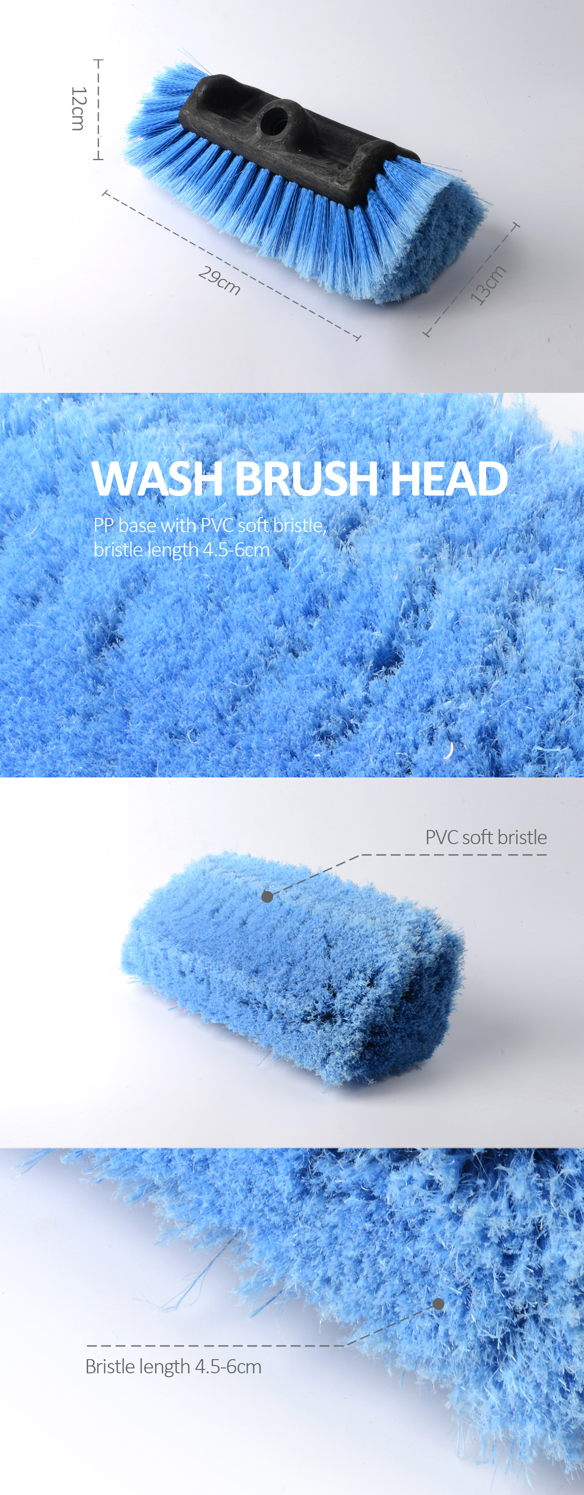 Factory Wholesale Soft Bristle  Car Wash Brush Cleaner Dip Brush Head