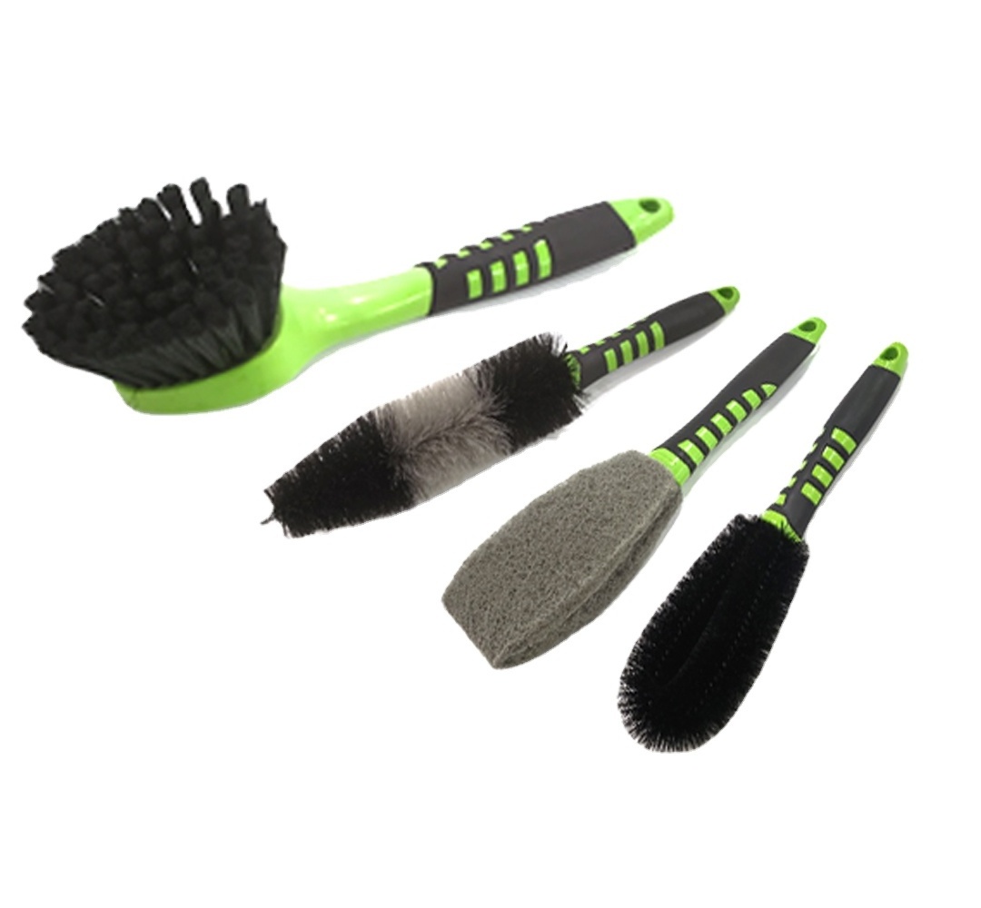 popular high quality customized  4pcs Eco-Friendly Soft Green Car Tire Cleaner Brush