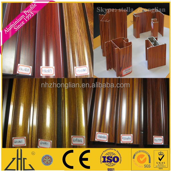 Wow!! anodized polished electrophoresic wood finish aluminium door frame profile manufacturer/wood colour aluminium price per kg