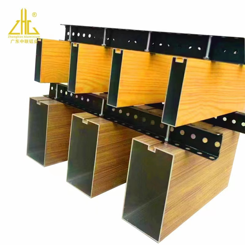 ZHL Manufacturer aluminum timber ceilings extrusion profile battens and beam anodized powder coated aluminum profiles