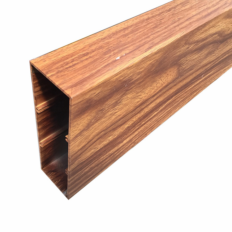 wood grains aluminium profile extrusion for slat fence gate,balcony handrail/square tube profile outdoor lounge wood alu