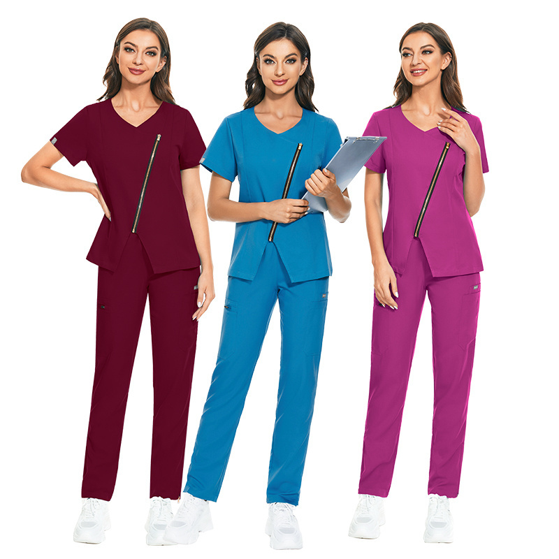 Chlorine Bleaching Resistant Doctor Uniforms Medical Nursing Scrubs Uniform Clinic Scrub Sets Short Sleeve Tops+Pants Uniform