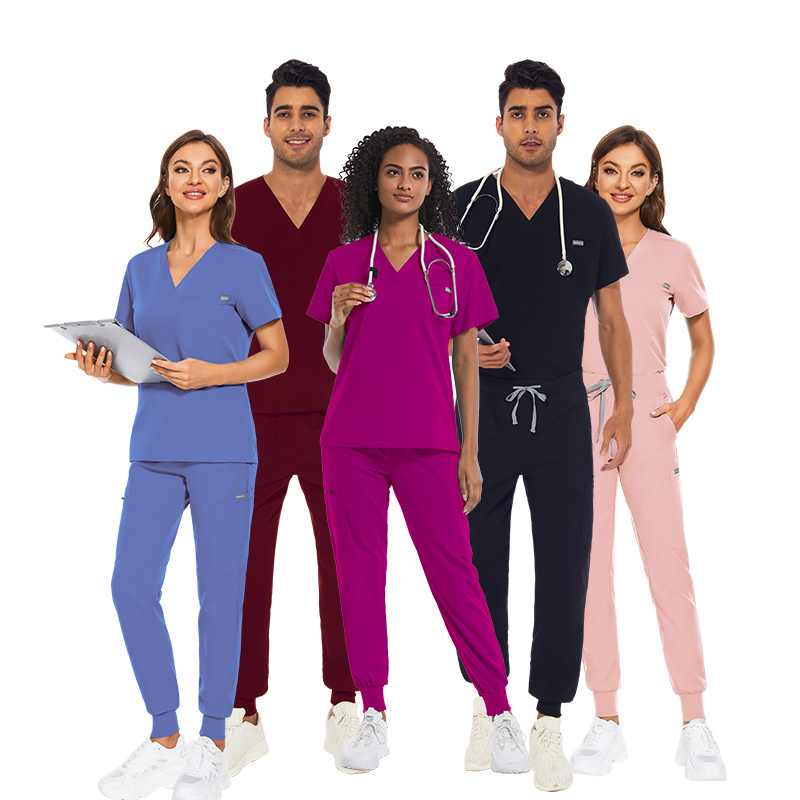 Hot Selling Short Sleeve Jogger Pants Medical Scrubs Uniforms Hospital Nursing Scrub Unisex Uniforms Men Women Nurse Scrubs Set