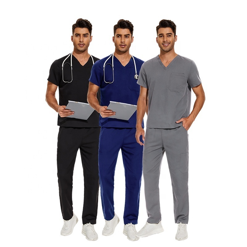 Male And Female Hospital Surgical Uniforms Sets Stretchy Scrub Long Straight Doctor Multi Colors High Quality Fabric Uniforms