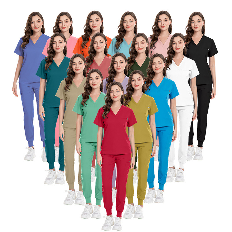 Hot Selling Short Sleeve Jogger Pants Medical Scrubs Uniforms Hospital Nursing Scrub Unisex Uniforms Men Women Nurse Scrubs Set