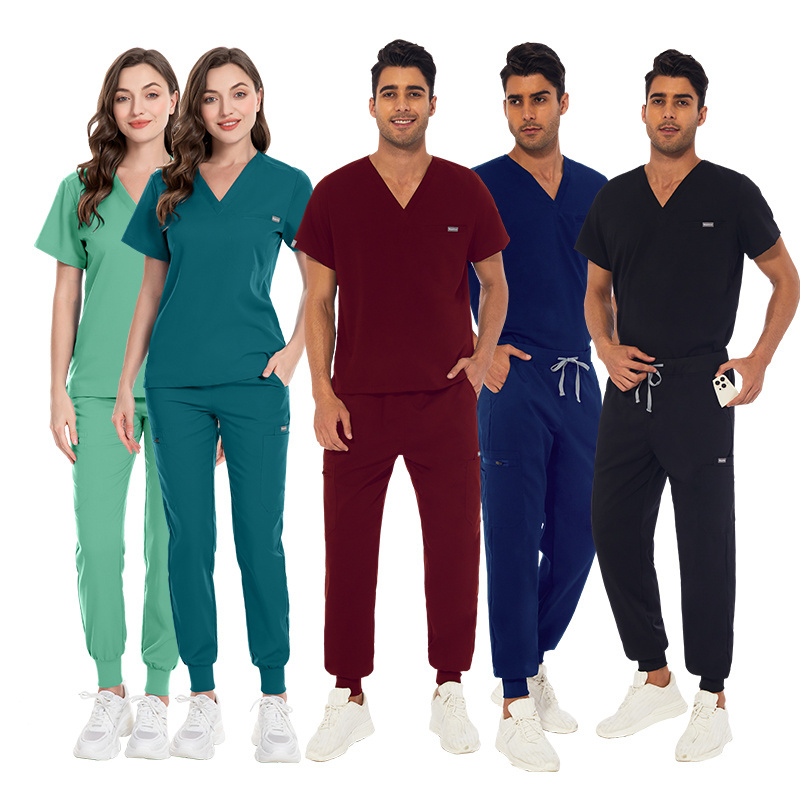 Custom Logo Printed Breathable Elegant Spa Beauty Salon Uniform Scrubs Uniforms Sets Men