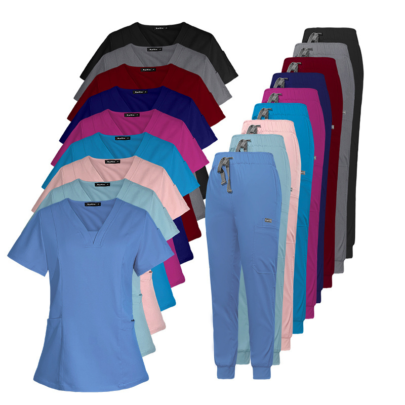 Top Quality Breathable Women's Nursing Medical Scrub Sets Straight Pant Tall Hospital Scrub Uniform Nursing Scrubs Sexy In Stock