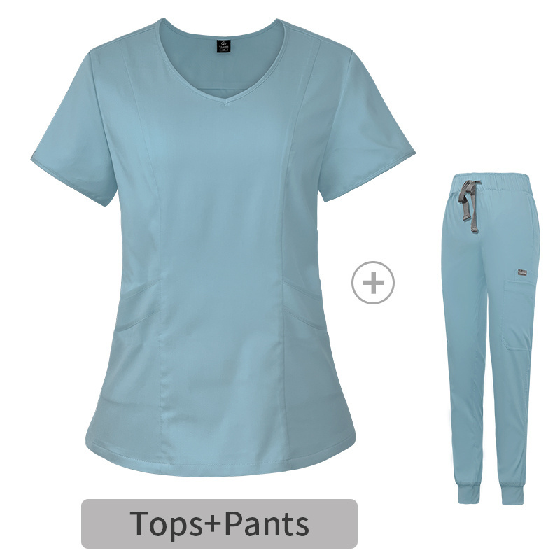 2023 High Fashion Anti Wrinkle Water Resist Soft Fabric Womens Nurse Uniform Medical Scrubs Sets Jogger Scrubs for Hospital