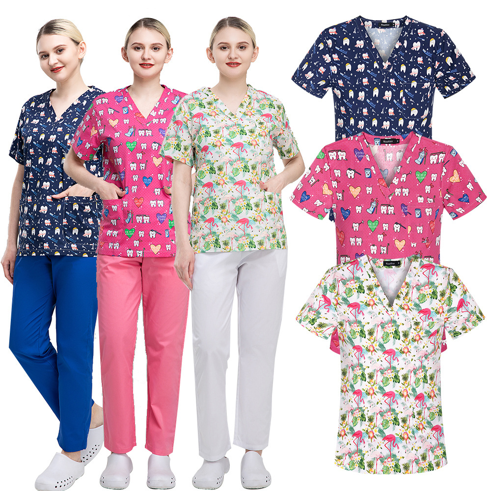 Manufacture Nutritionist Medical Uniform Women Scrub Set Scrubs Nursing Health Service Womens Uniforms Medical Scrubs Wholesale