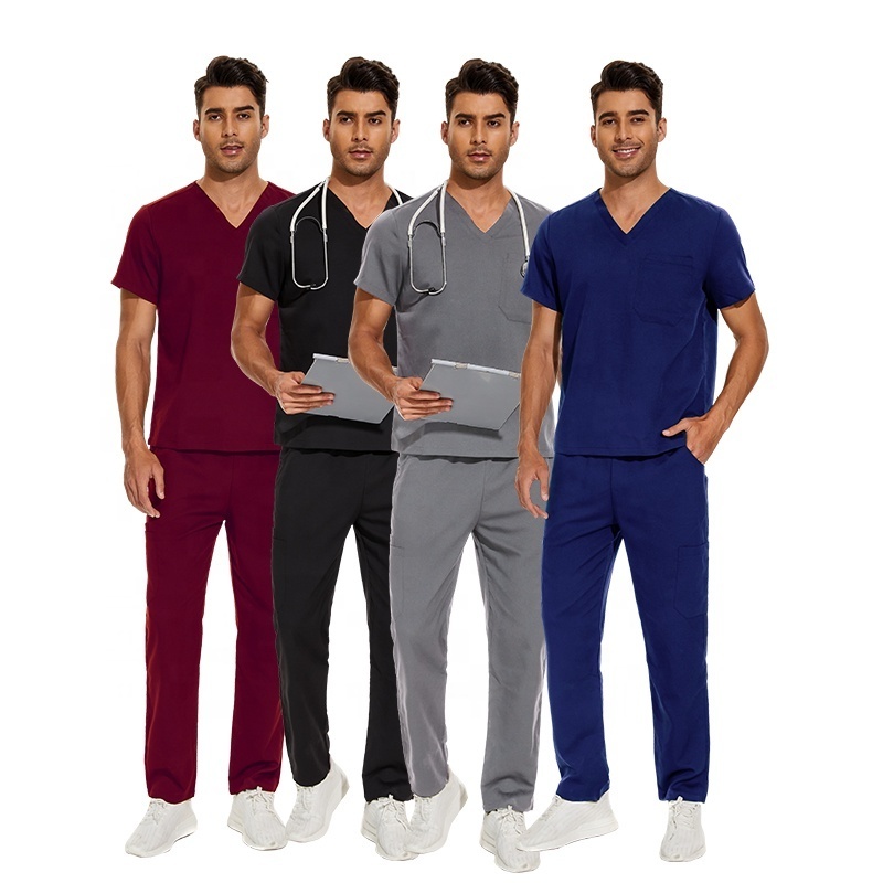 Male And Female Hospital Surgical Uniforms Sets Stretchy Scrub Long Straight Doctor Multi Colors High Quality Fabric Uniforms