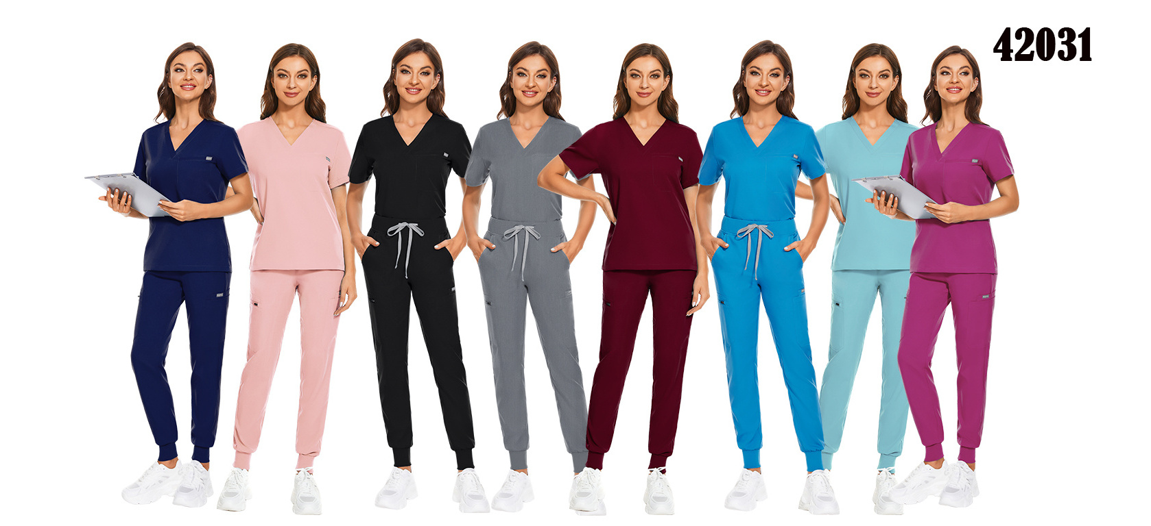 Hot Sale Anti Wrinkle Washable Soft Fabric Nurse Scrubs Hospital Uniform Medical Scrubs Women Jogger Scrubs Sets Pair