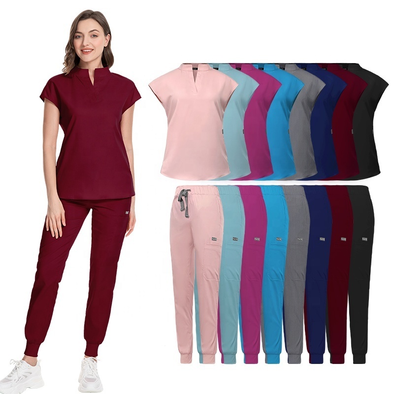 Top Quality Up-to Neck Scrub Uniforms Sets Nurse Surgical Uniform Sleeveless Nurse Scrubs Women Jogger Scrubs Sets