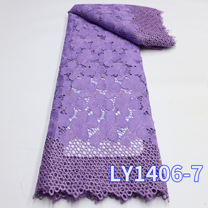 NI.AI 2024 Purple African Swiss Voile Lace with Stone Embroidery Flowers Fabric  Tissue Water Soluble Fabric For Woman Wedding