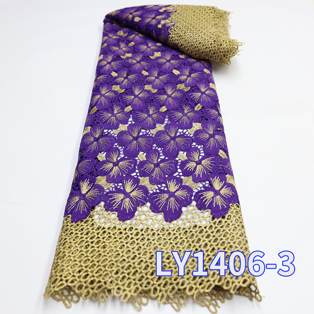 NI.AI 2024 Purple African Swiss Voile Lace with Stone Embroidery Flowers Fabric  Tissue Water Soluble Fabric For Woman Wedding