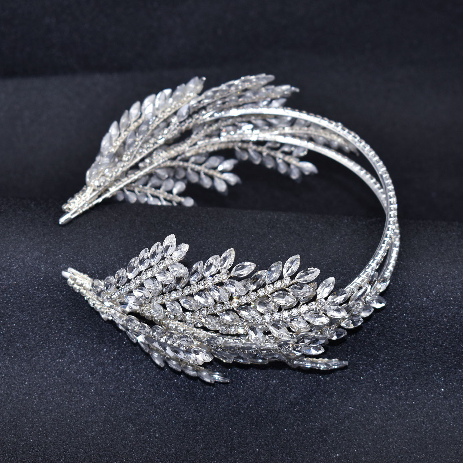 New Arrival European American Bride Hair Accessories Double Row Crystal Metal Headband For Women