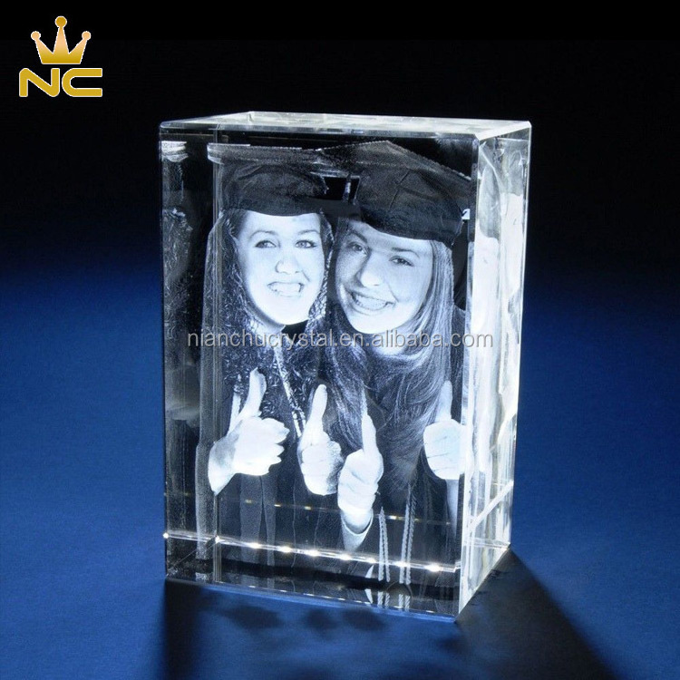 Clear Diamond Cut Crystal 3d Laser Photo Printing For Crystal 3d Custom Graduation Gifts Favors