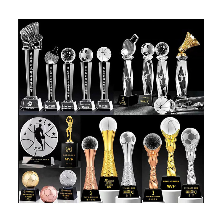 Custom Championship Sports Award Soccer Baseball Basketball Medals And Trophies Crystal