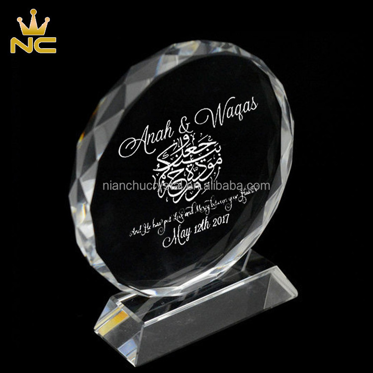 Wholesale Muslim Arab Wedding Gift Standing Round Facets Islamic Crystal Gifts