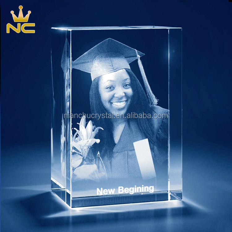 Clear Diamond Cut Crystal 3d Laser Photo Printing For Crystal 3d Custom Graduation Gifts Favors