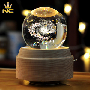 Decorative Custom Round Starry Sky Milky Way 3D Space LED Light Solid Glass Crystal Ball For Wedding Souvenir Gifts