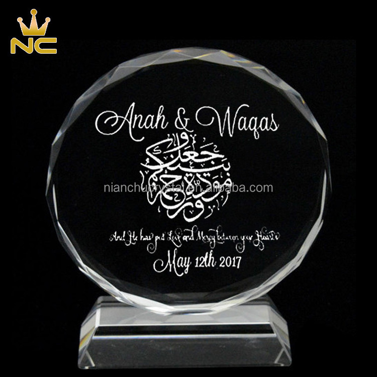 Wholesale Muslim Arab Wedding Gift Standing Round Facets Islamic Crystal Gifts