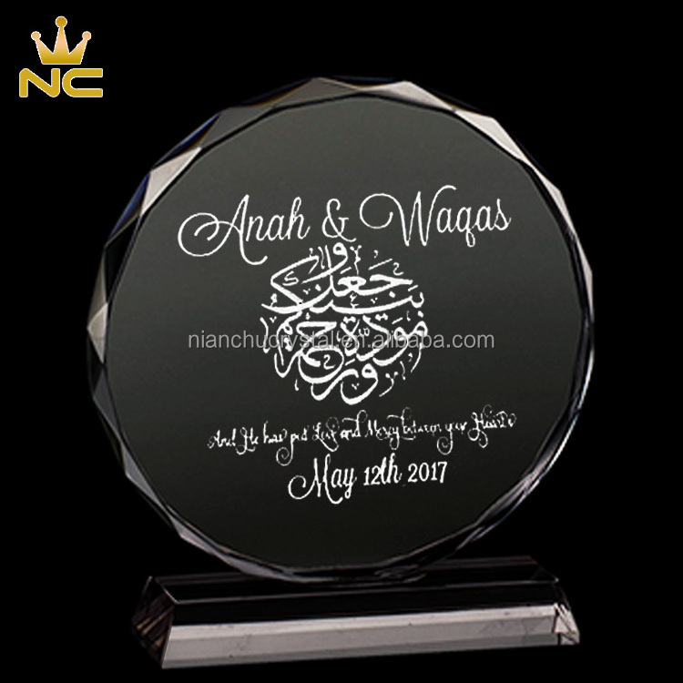 Wholesale Muslim Arab Wedding Gift Standing Round Facets Islamic Crystal Gifts