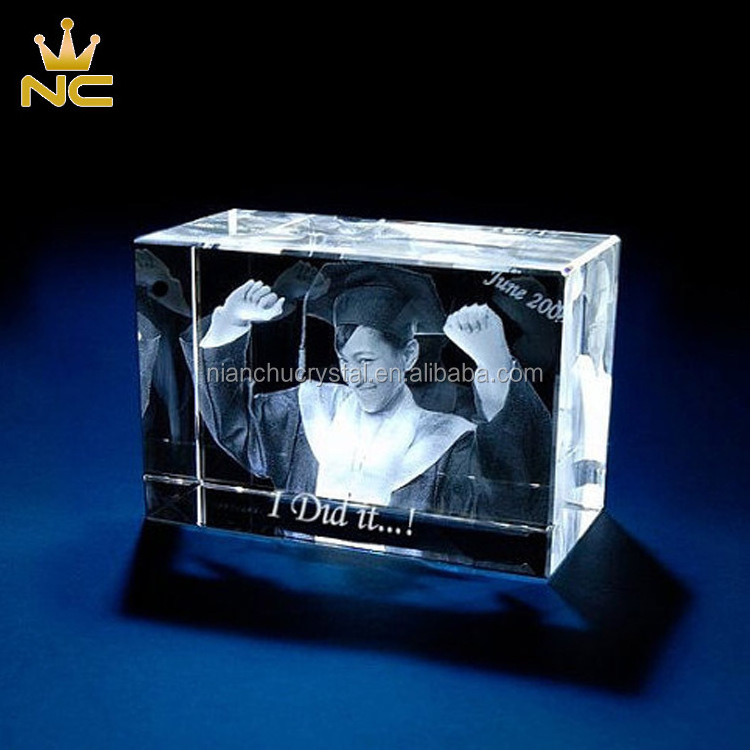 Clear Diamond Cut Crystal 3d Laser Photo Printing For Crystal 3d Custom Graduation Gifts Favors