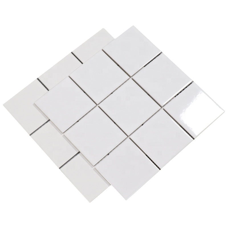 98x98mm pure white ceramic mosaic tile nine-grid checker tiles for bathroom kitchen flooring and wall