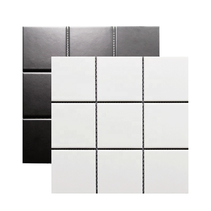 98x98mm pure white ceramic mosaic tile nine-grid checker tiles for bathroom kitchen flooring and wall